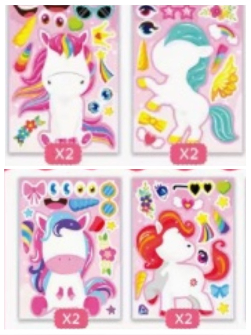 8 Unicorn Sticker Sheet Pack -Activity Multicolor